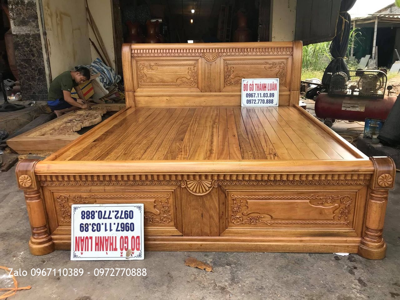 Giường Chữ X Gỗ Gụ 1m8x2m. Anh Duẩn Huệ Nghệ An