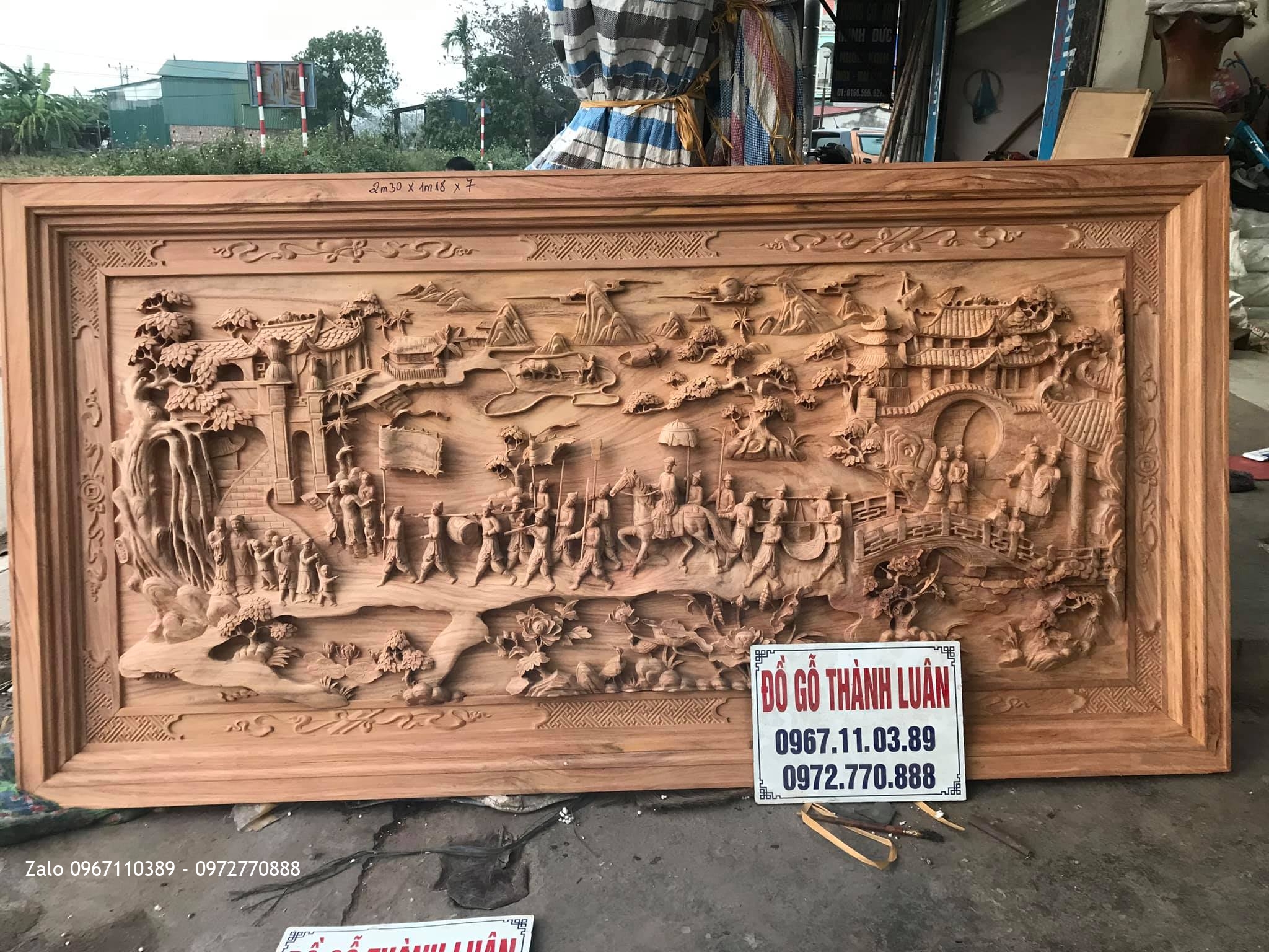 Tranh Vinh Quy Bái Tổ Gỗ Gõ Đỏ