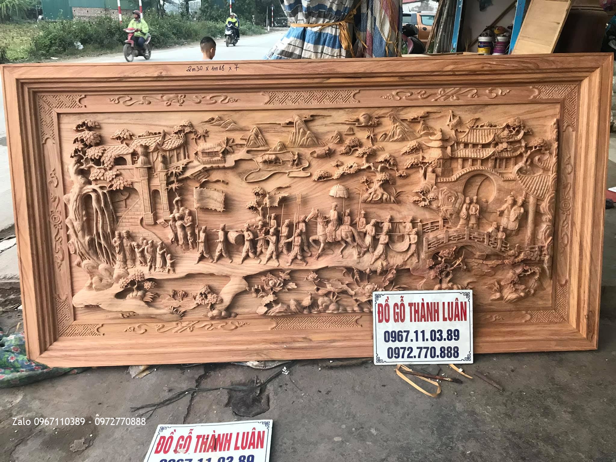 Tranh Vinh Quy Bái Tổ Gỗ Gõ Đỏ