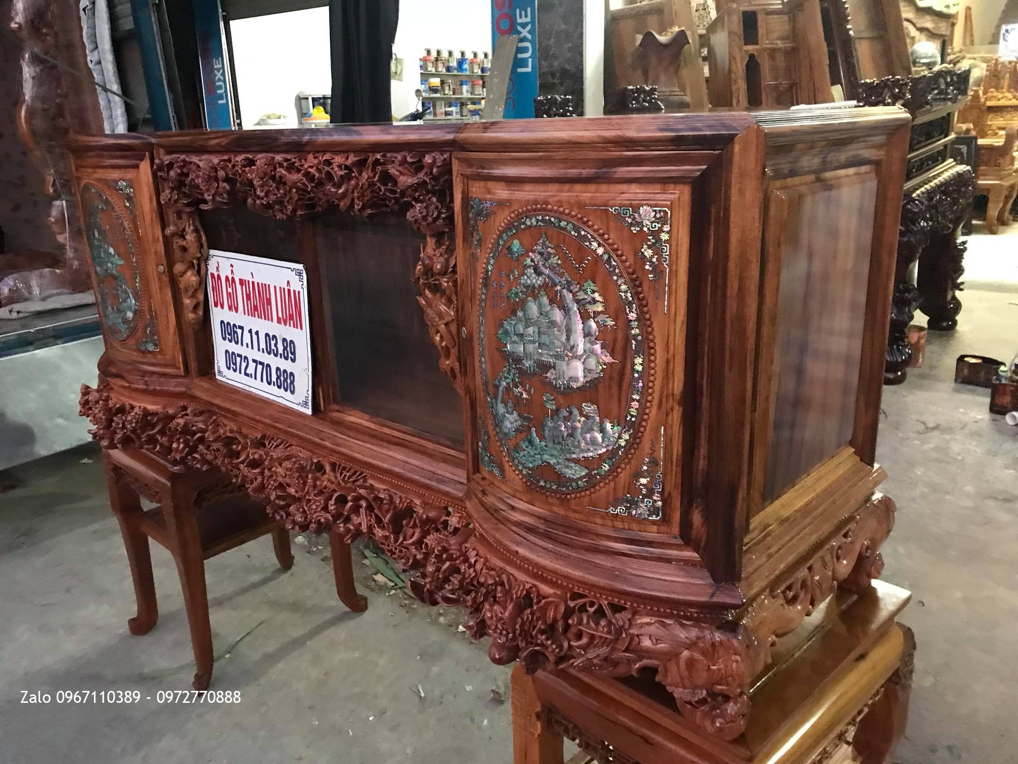 Tủ Chè Cánh Cong Gỗ Gụ Ta Quảng Bình Víp. Khách Hưng Yên