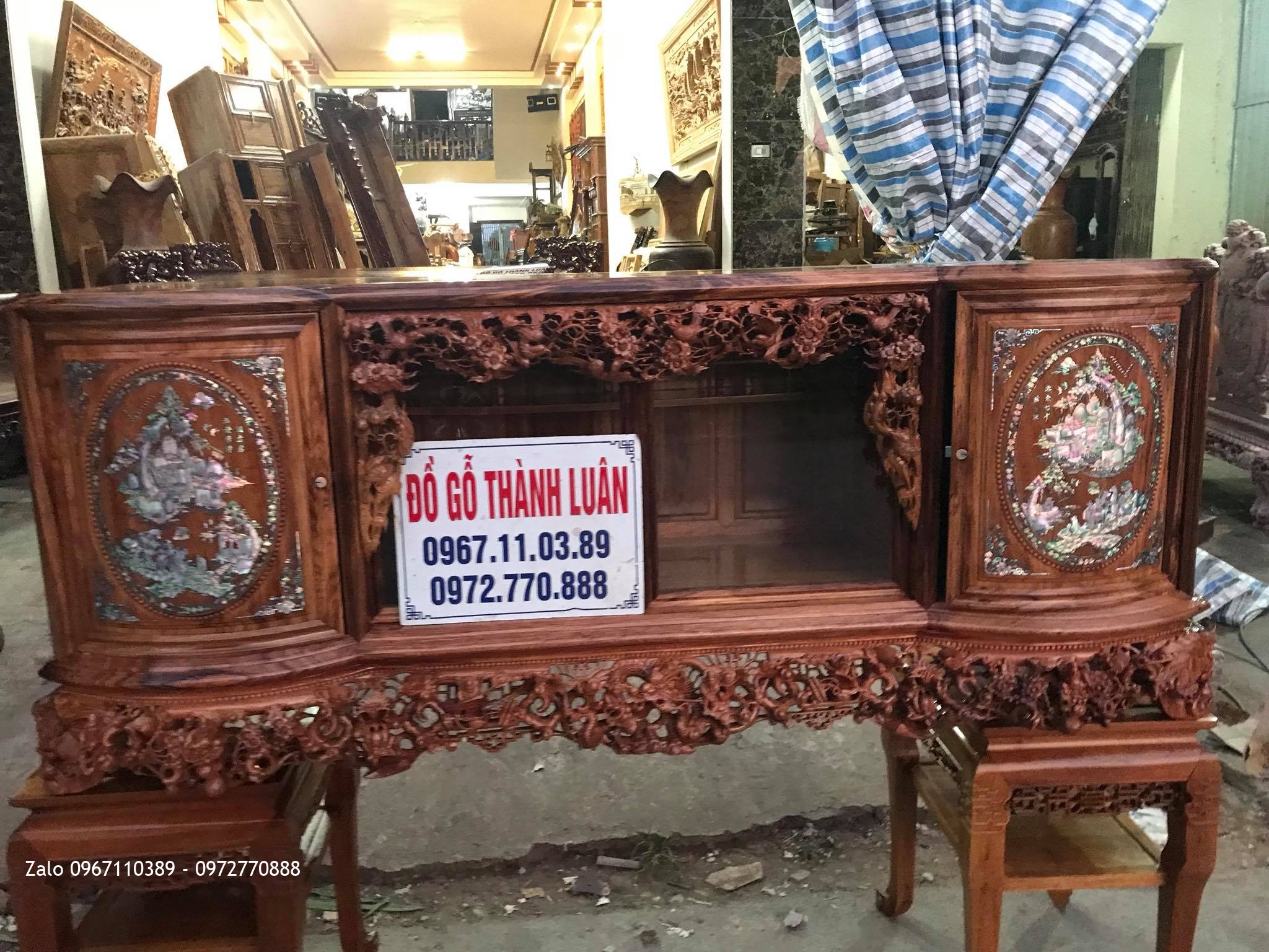 Tủ Chè Cánh Cong Gỗ Gụ Ta Quảng Bình Víp. Khách Hưng Yên