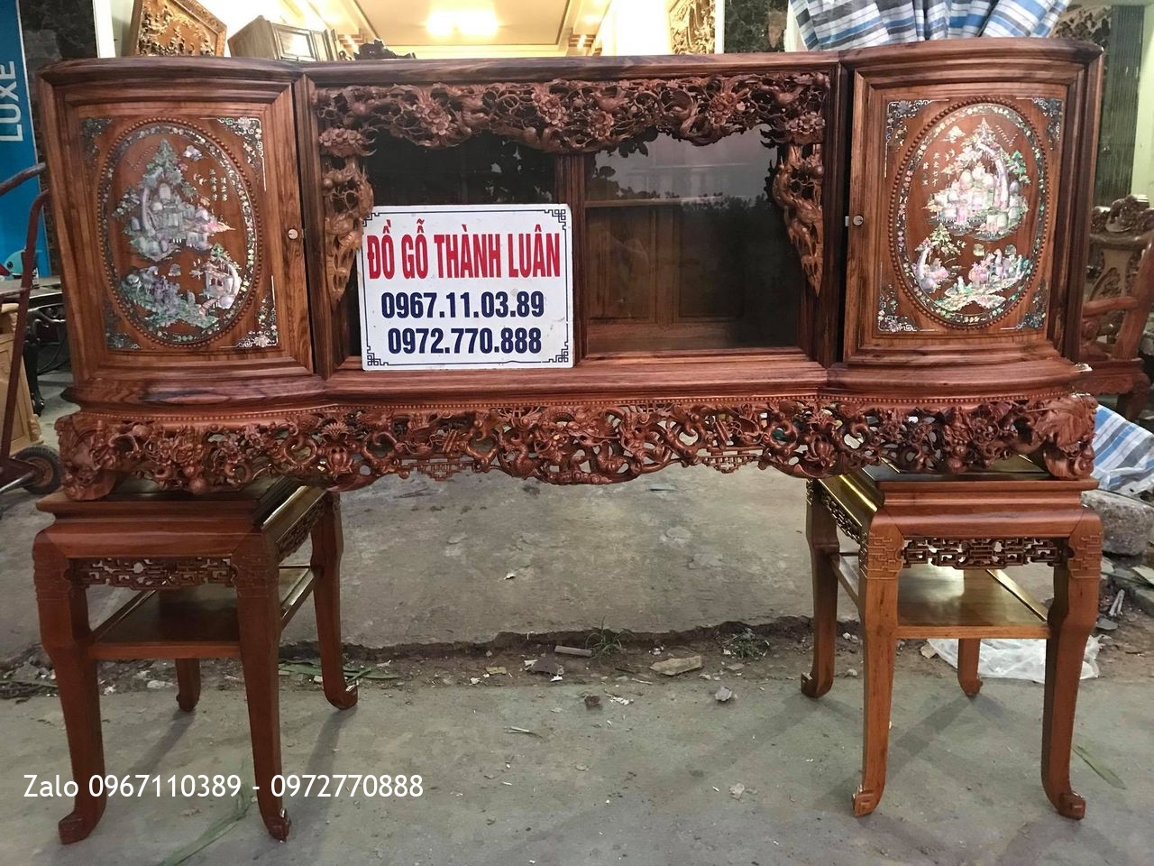 Tủ Chè Cánh Cong Gỗ Gụ Ta Quảng Bình Víp. Khách Hưng Yên