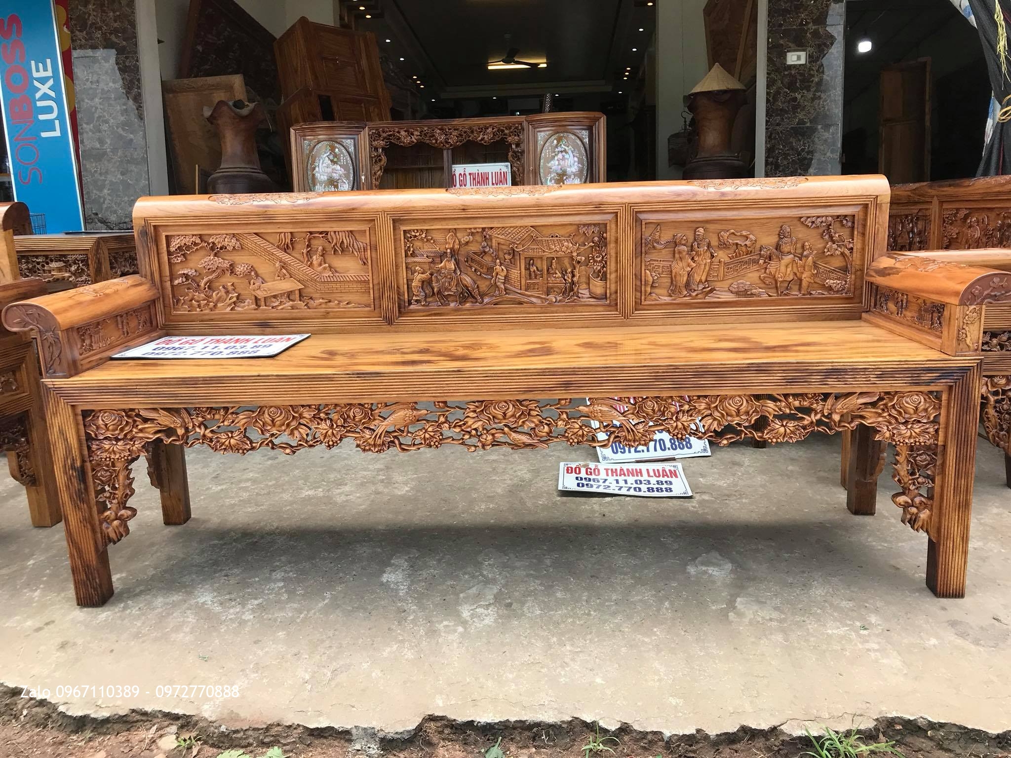 2 Bộ Trường Kỷ Tam Quốc .Tủ Chè Gỗ Gụ Ta Vân Vip. Khách Hàng Khoái Châu Hưng Yên,.