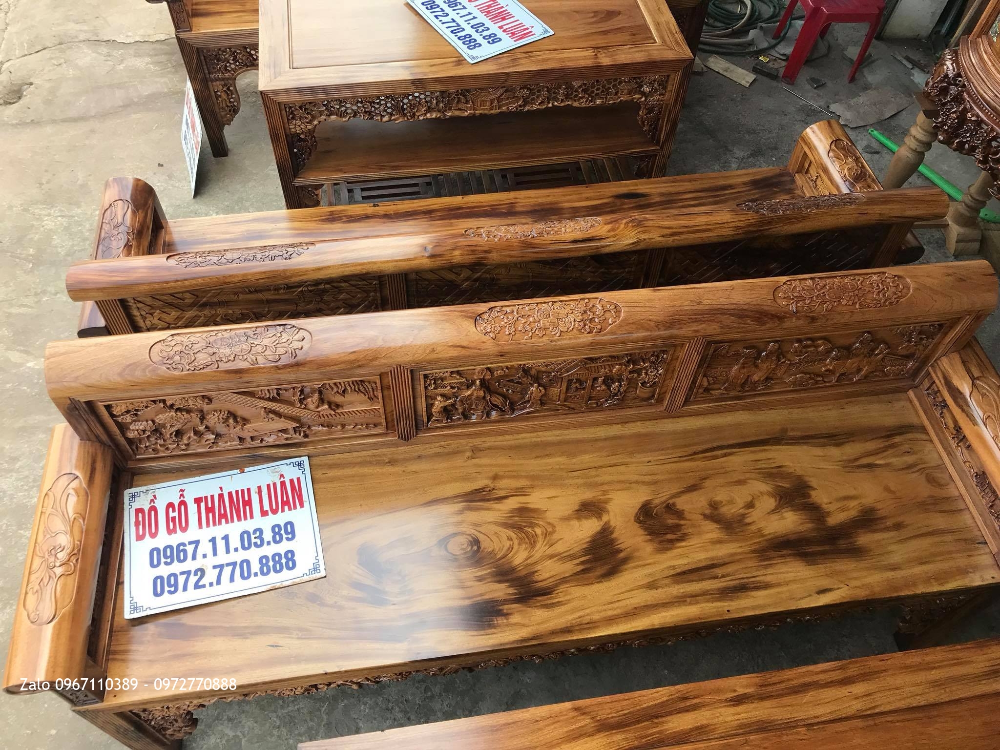 2 Bộ Trường Kỷ Tam Quốc .Tủ Chè Gỗ Gụ Ta Vân Vip. Khách Hàng Khoái Châu Hưng Yên: