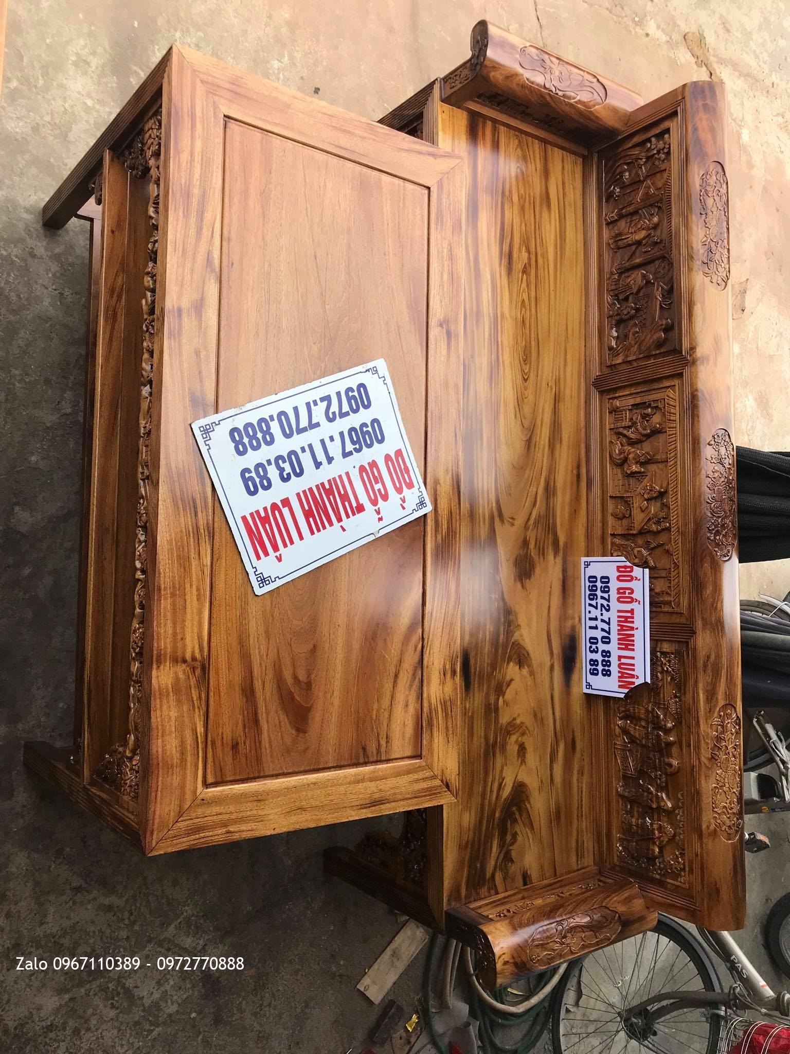 2 Bộ Trường Kỷ Tam Quốc .Tủ Chè Gỗ Gụ Ta Vân Vip. Khách Hàng Khoái Châu Hưng Yên:::