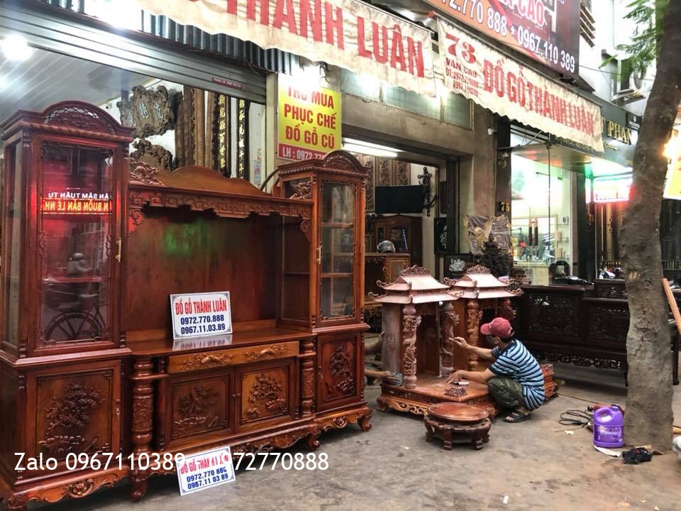 Tủ Kệ Tivi Ngăn Gian 2 Buồng Rượu Gỗ Hương Đỏ Lào