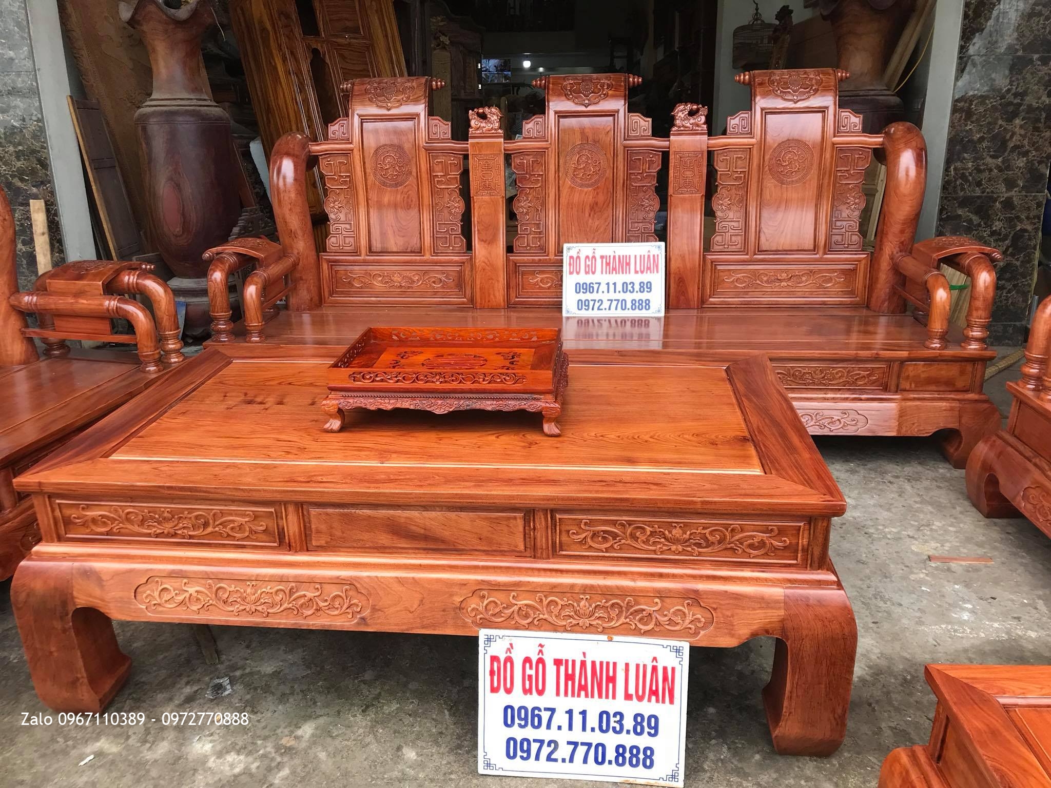 Bộ Bàn Ghế Tần Thuỷ Hoàng Cột 14 Vip, Chú Trắng Hưng Yên.