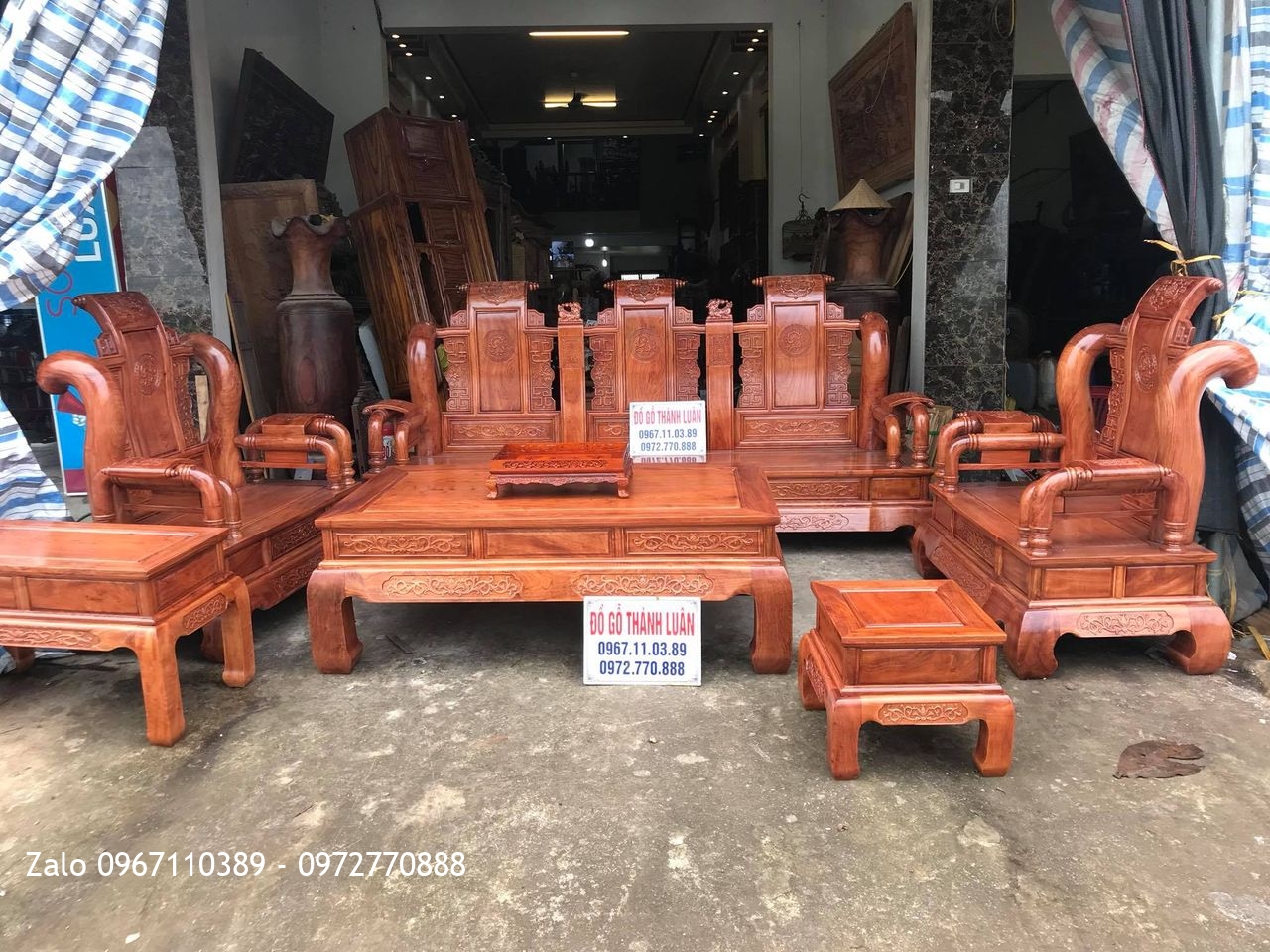 Bộ Bàn Ghế Tần Thuỷ Hoàng Cột 14 Vip, Chú Trắng Hưng Yên