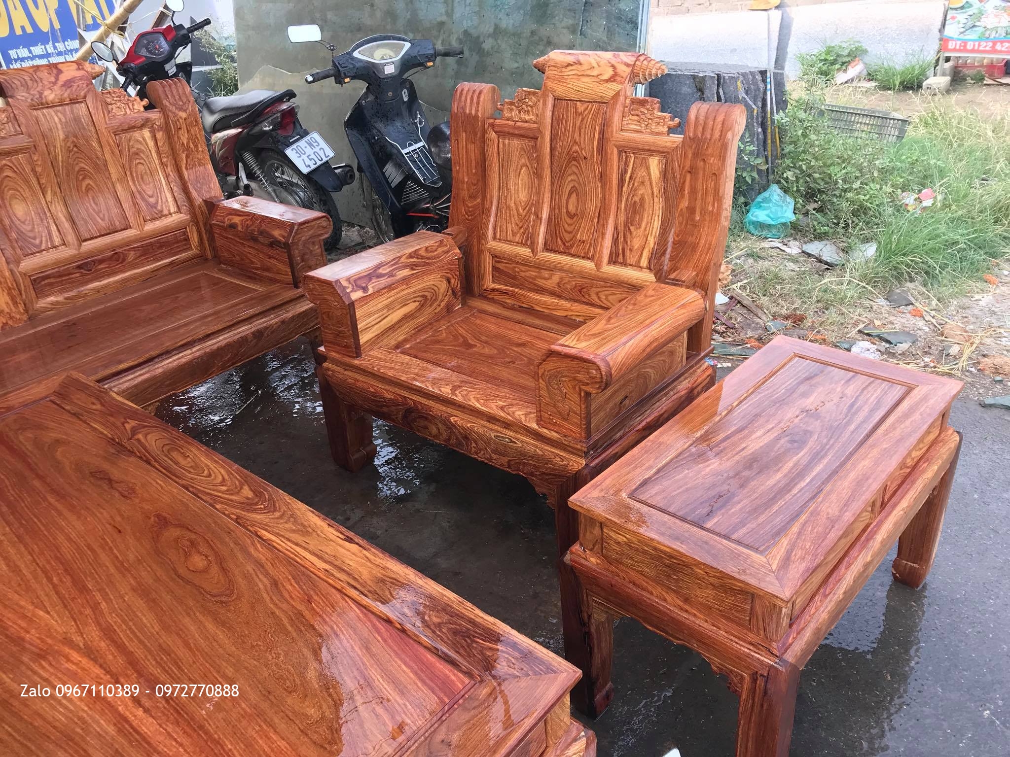 Bộ Ghế Âu Á Hộp Gỗ Hương Vân Đỏ Chọn Vân Víp,