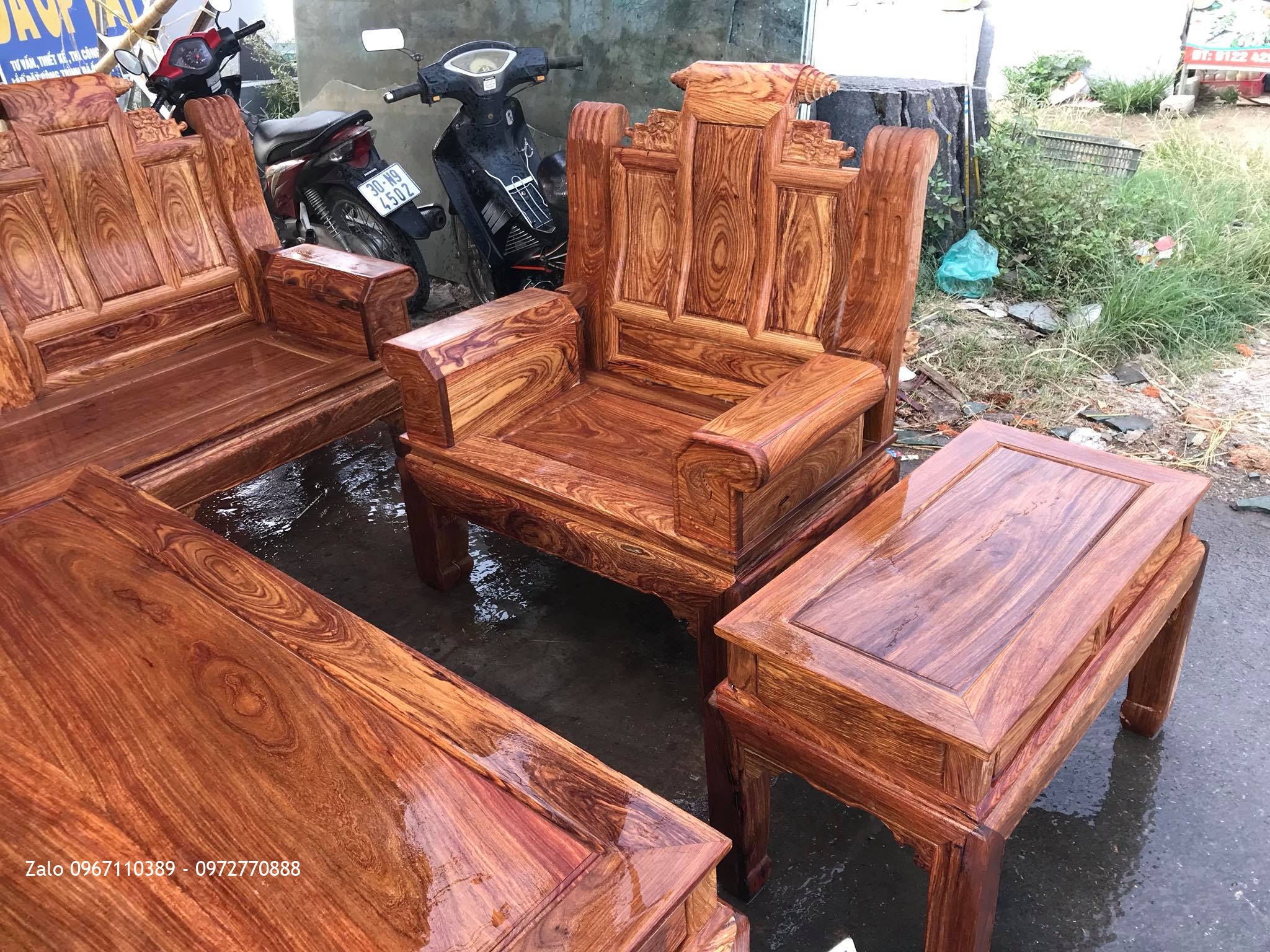 Bộ Ghế Âu Á Hộp Gỗ Hương Vân Đỏ Chọn Vân Víp..