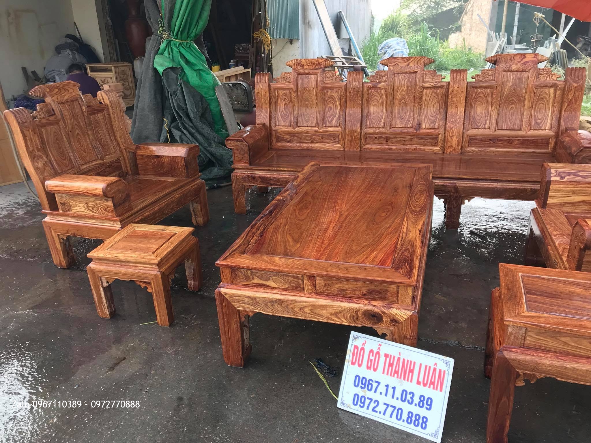 Bộ Ghế Âu Á Hộp Gỗ Hương Vân Đỏ Chọn Vân Víp.