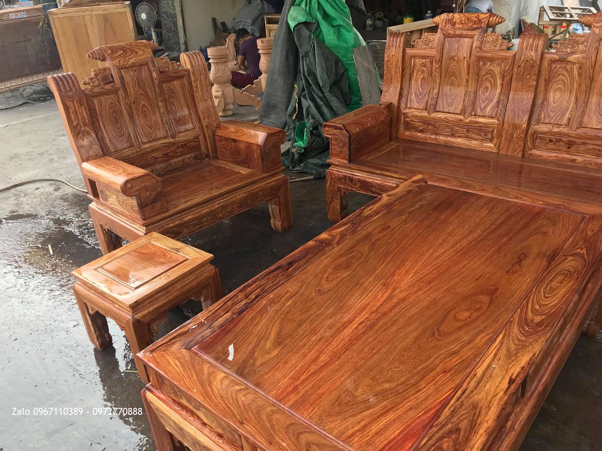 Bộ Ghế Âu Á Hộp Gỗ Hương Vân Đỏ Chọn Vân Víp: