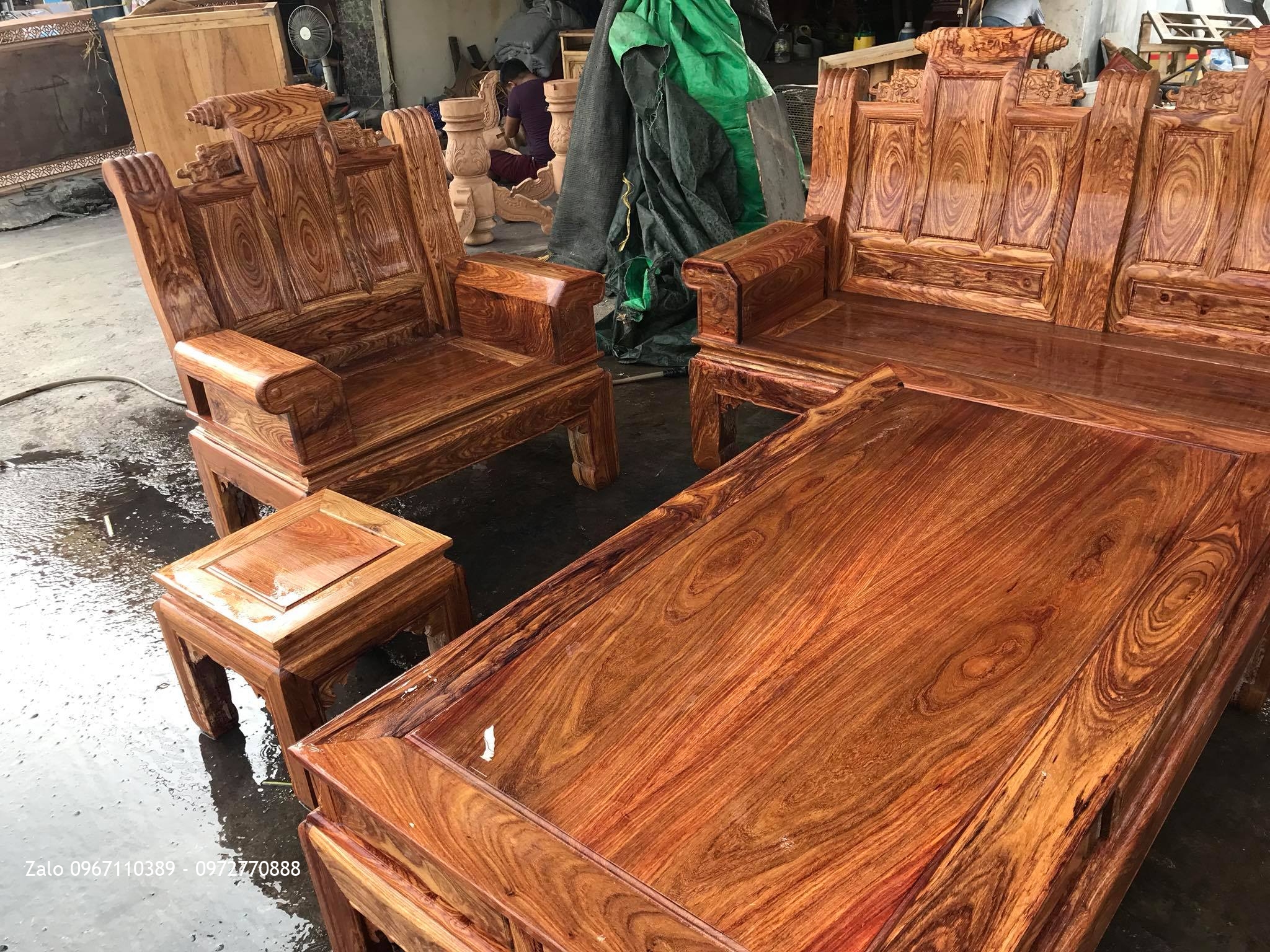 Bộ Ghế Âu Á Hộp Gỗ Hương Vân Đỏ Chọn Vân Víp: