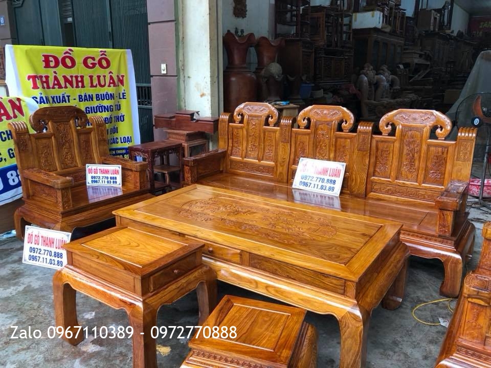 Bộ Ghế Như Ý Đầu Voi Gỗ Hương Vân,