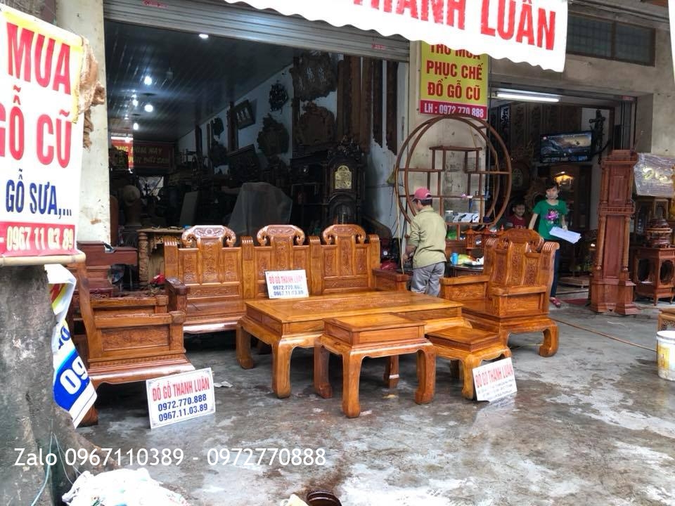 Bộ Ghế Như Ý Đầu Voi Gỗ Hương Vân.