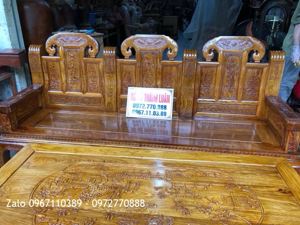 Bộ Ghế Như Ý Đầu Voi Gỗ Hương Vân: