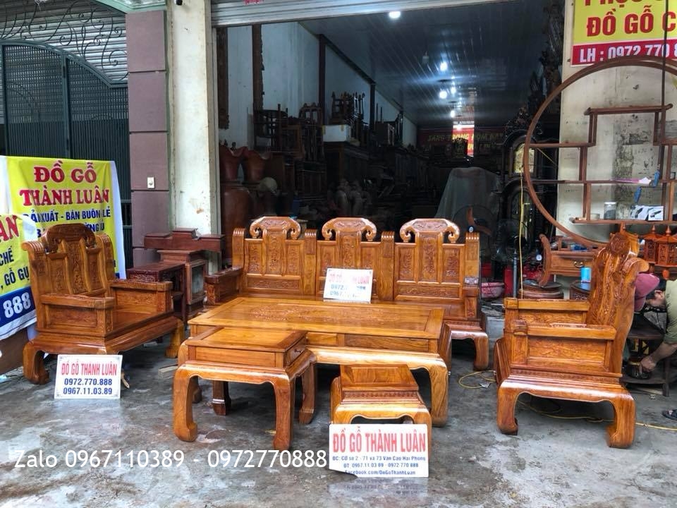 Bộ Ghế Như Ý Đầu Voi Gỗ Hương Vân::