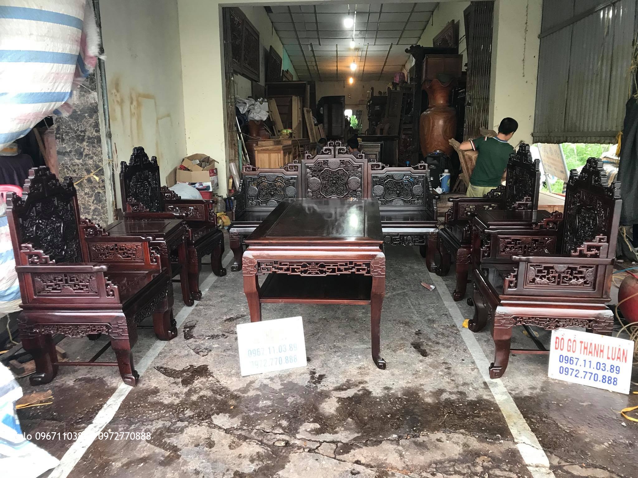 Bộ Trường Kỷ Huế Ngũ Lân 8 Món Gỗ Gụ Vip, Khách Cần Thơ