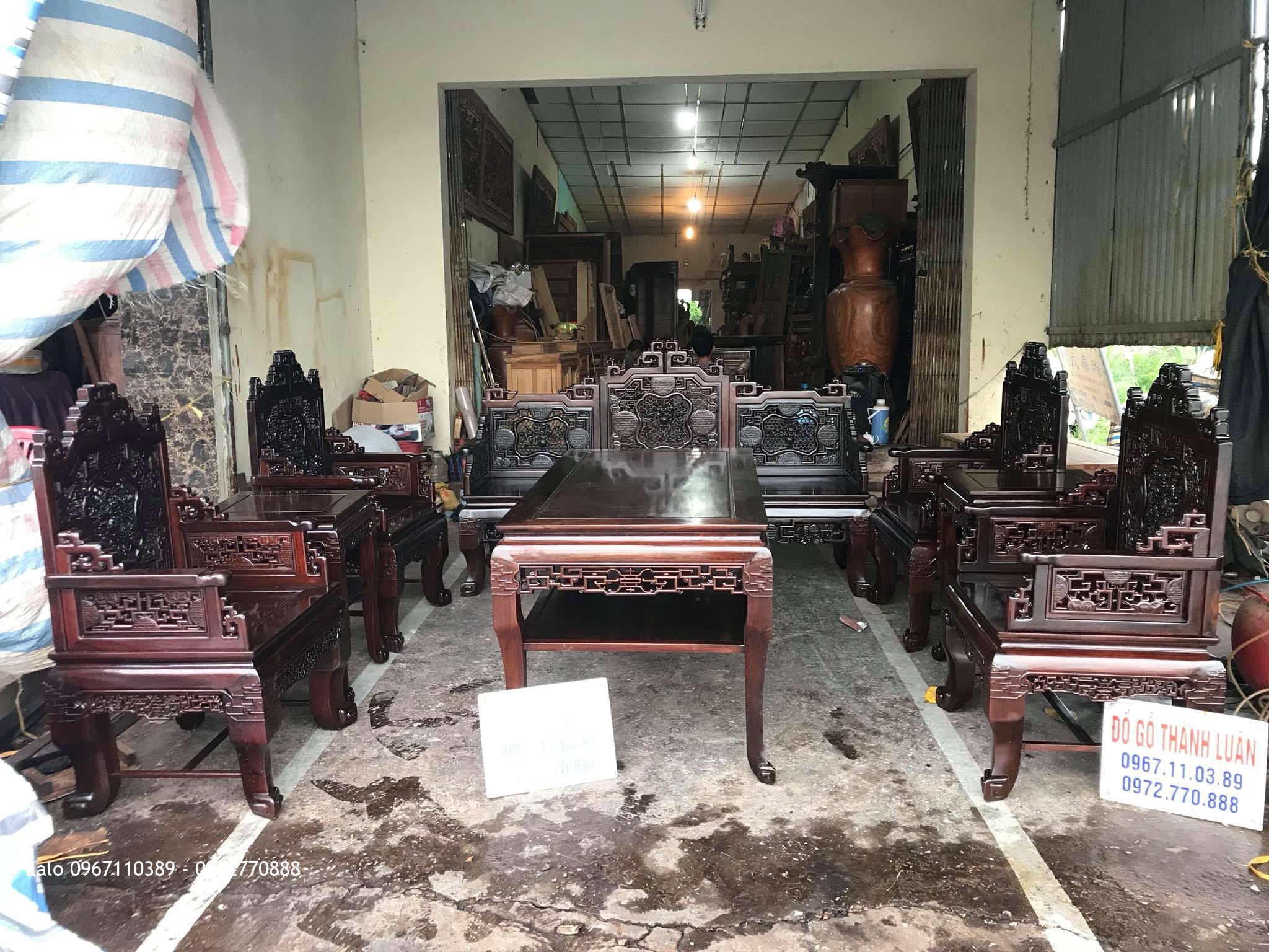 Bộ Trường Kỷ Huế Ngũ Lân 8 Món Gỗ Gụ Vip, Khách Cần Thơ