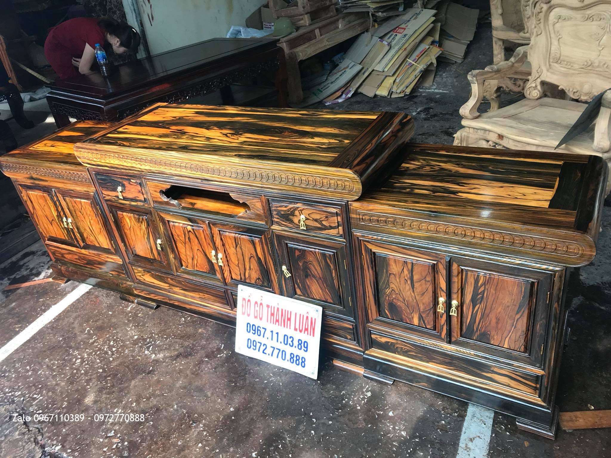 Kệ Tivi Kiểu Mõ Đồng Tiền Gỗ Mun Cánh Trơn 2m6, A Cương - Thanh Oai, Hà Nội: