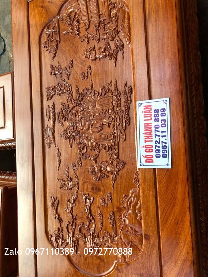 Bộ Ghế Minh Quốc Nghê Gỗ Hương Đá cột 12. 6 Món, Khách Hải Phòng.,