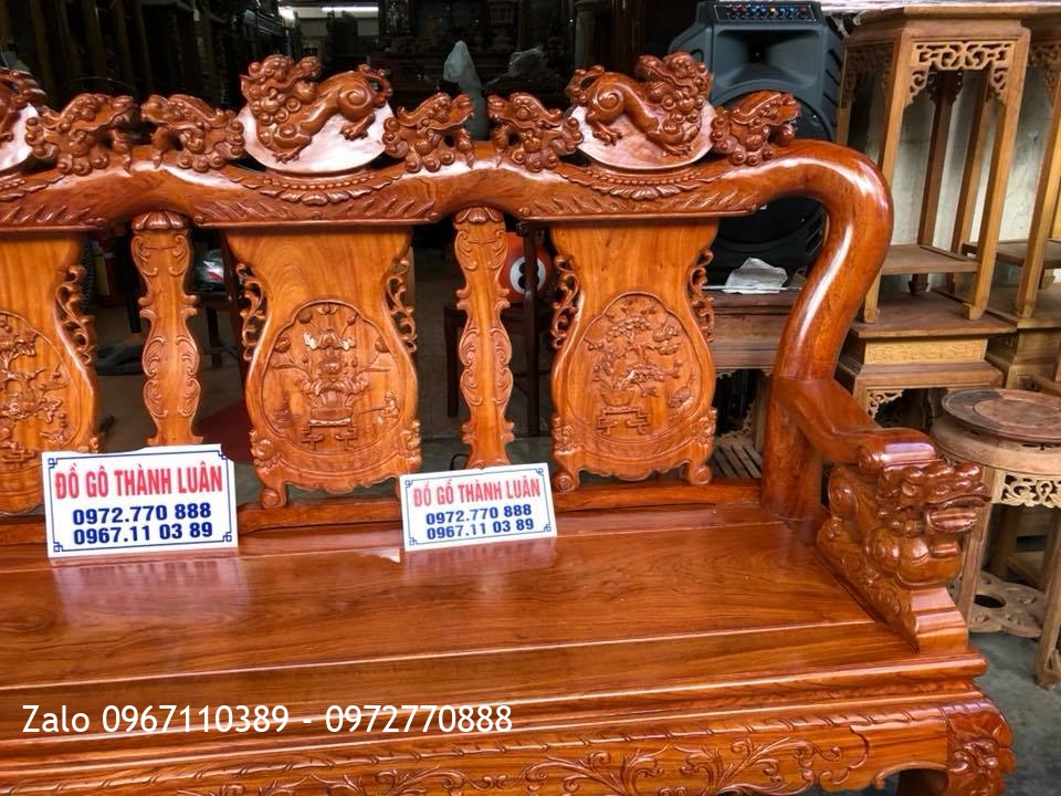 Bộ Ghế Minh Quốc Nghê Gỗ Hương Đá cột 12. 6 Món, Khách Hải Phòng: