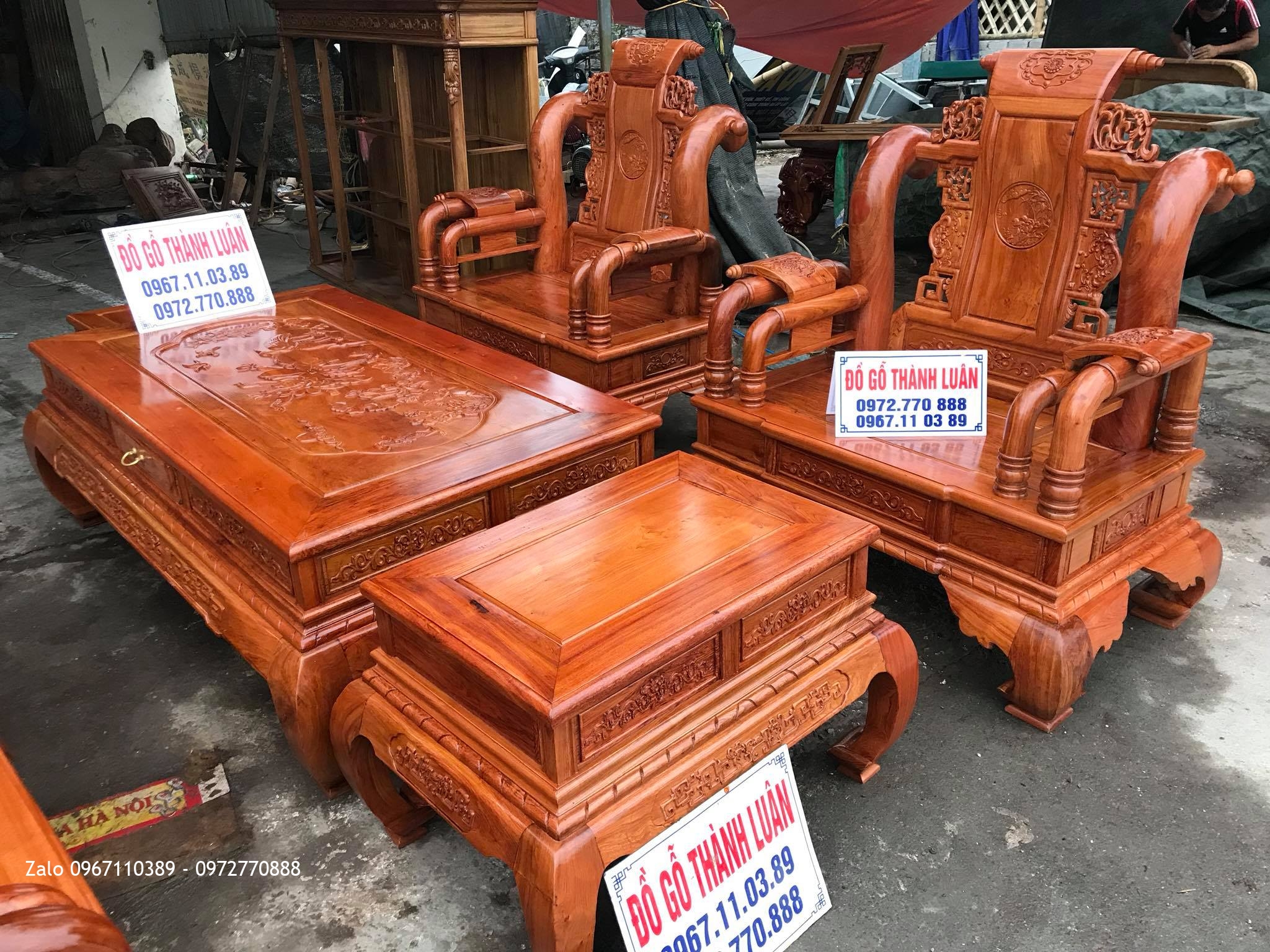 Bộ Ghế Tần Thuỷ Hoàng Gỗ Hương Cột Liền, A Tùng Phú Thọ.