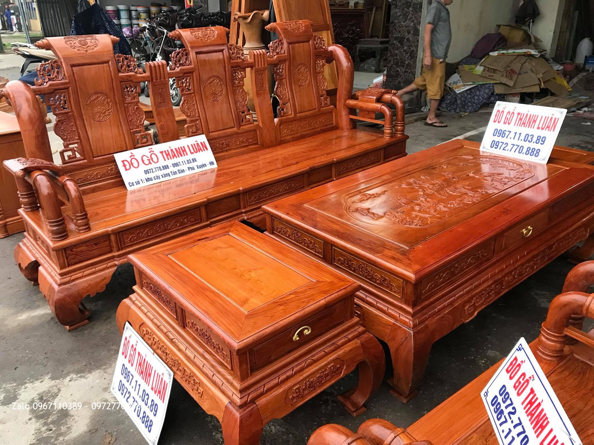 Bộ Ghế Tần Thuỷ Hoàng Gỗ Hương Cột Liền, A Tùng Phú Thọ.: