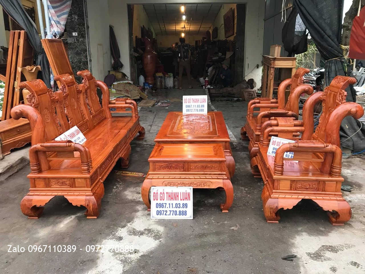 Bộ Ghế Tần Thuỷ Hoàng Gỗ Hương Cột Liền, A Tùng Phú Thọ