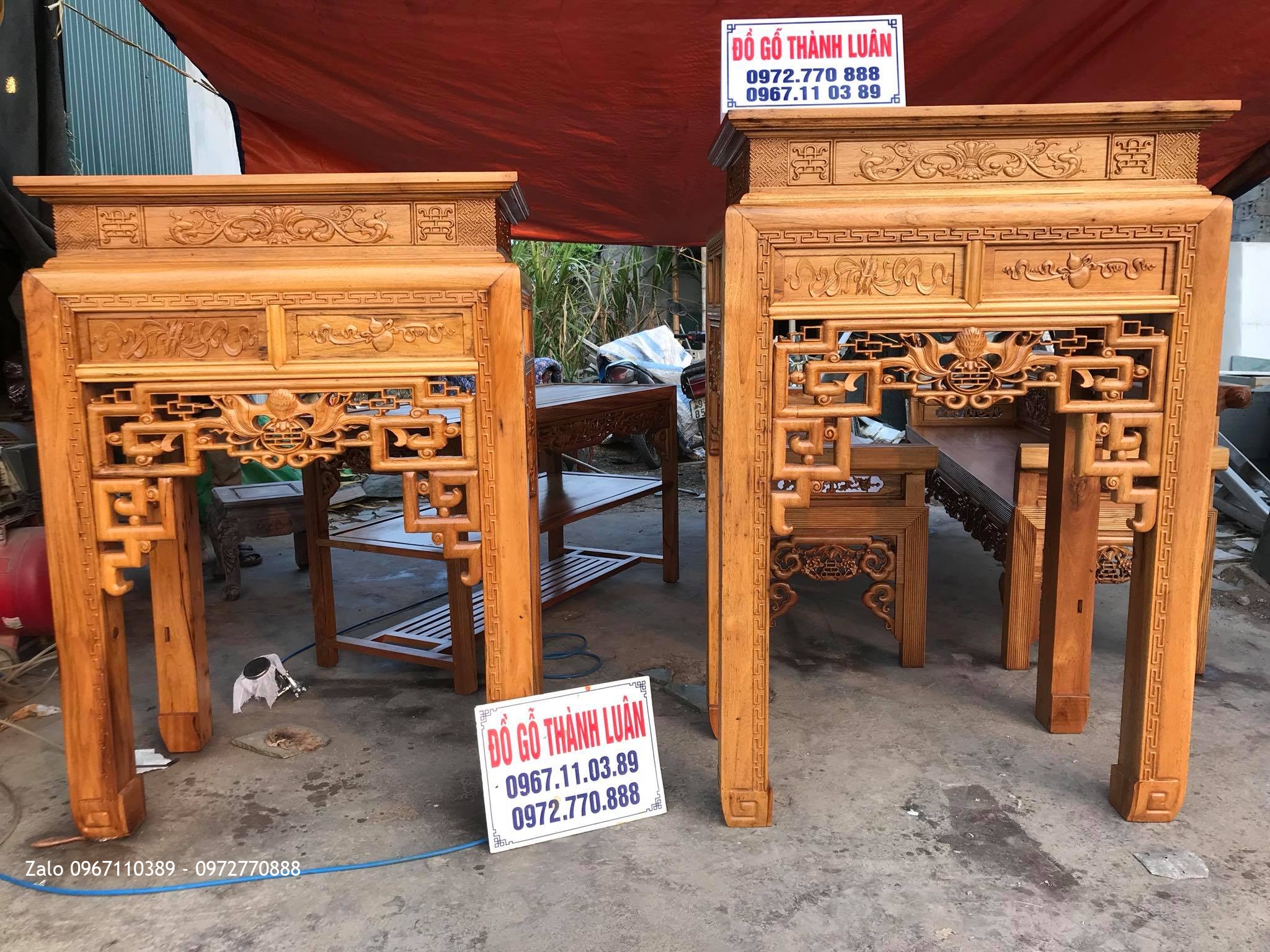 2 Chiếc Ban Thờ Triện Phúc Thọ Gỗ Gụ, Khách Tp Hải Phòng