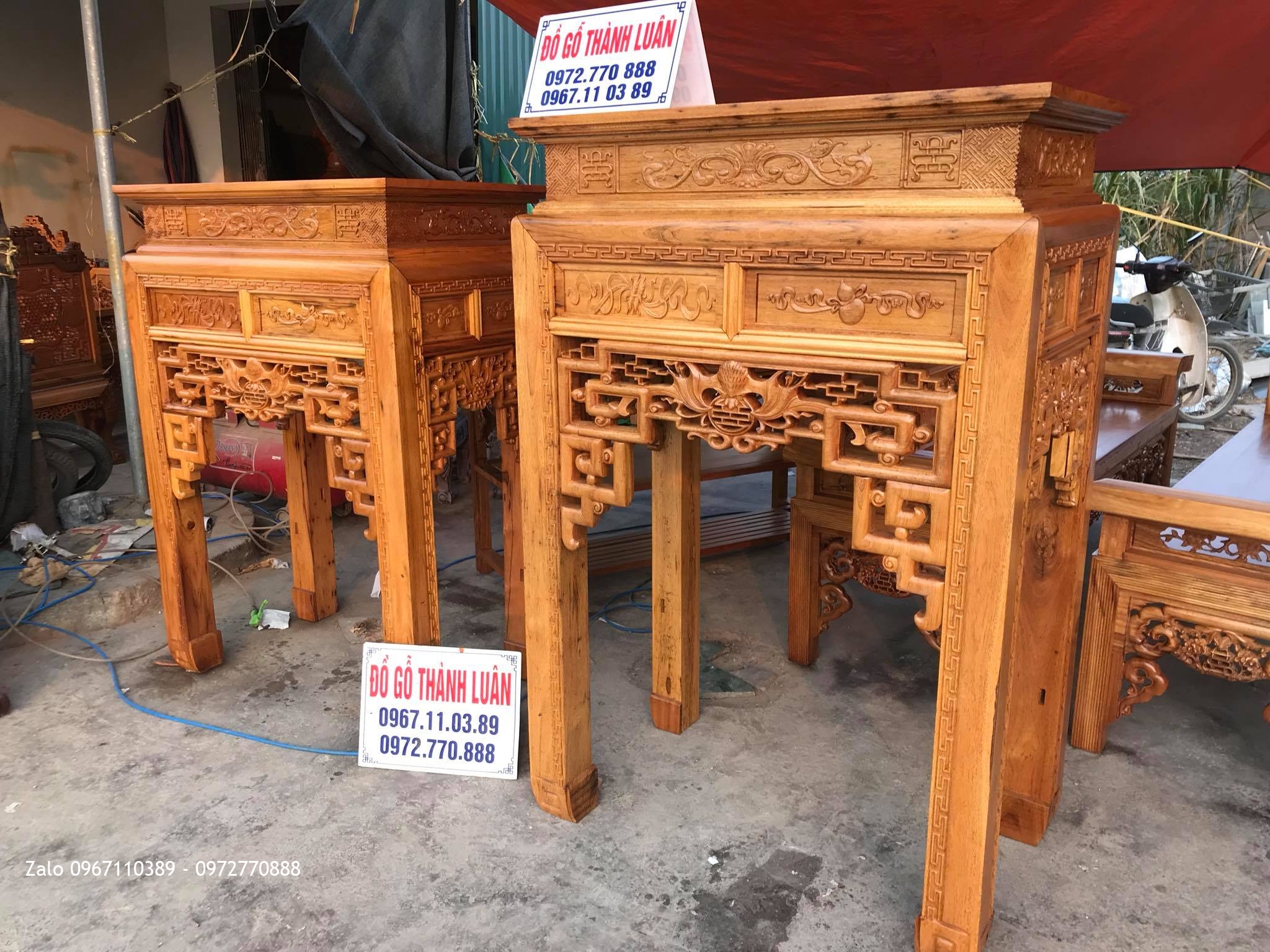 2 Chiếc Ban Thờ Triện Phúc Thọ Gỗ Gụ, Khách Tp Hải Phòng.
