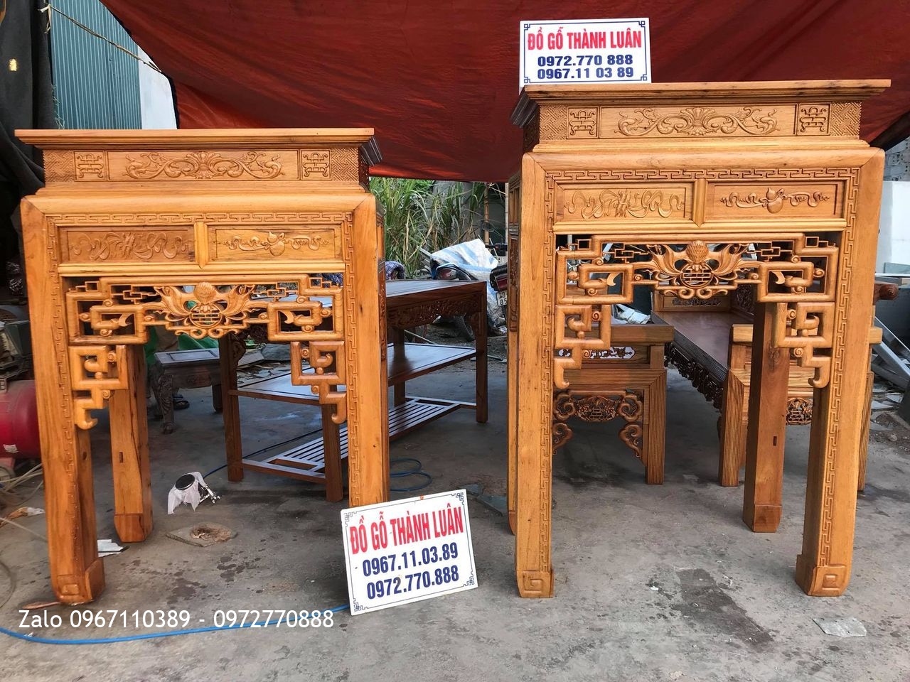 2 Chiếc Ban Thờ Triện Phúc Thọ Gỗ Gụ, Khách Tp Hải Phòng