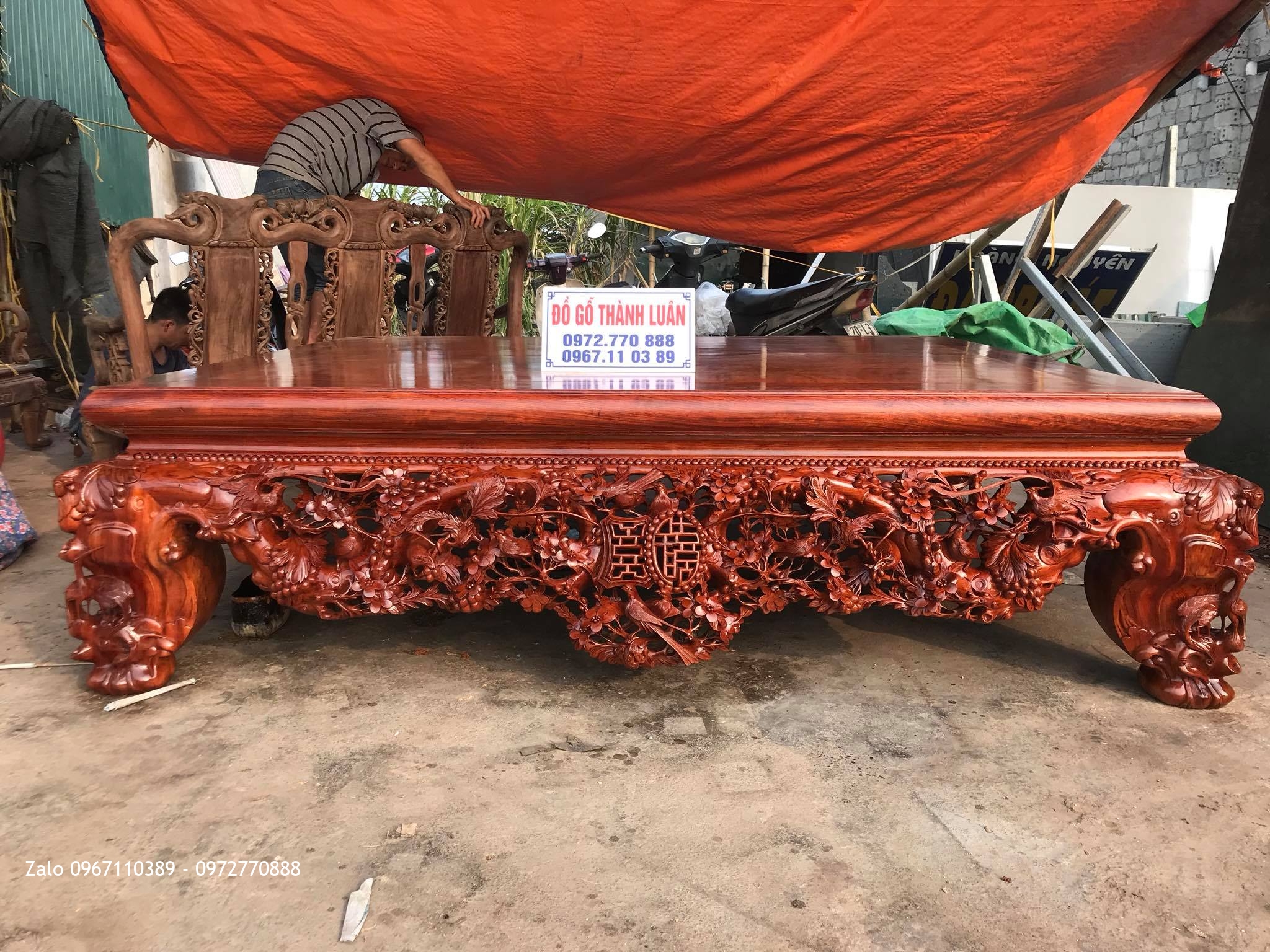 Sập Thập Điểu Quần Mai Gỗ Cẩm Lai, Mặt 1 Lá Vip, Chị Thảo Bình Phước