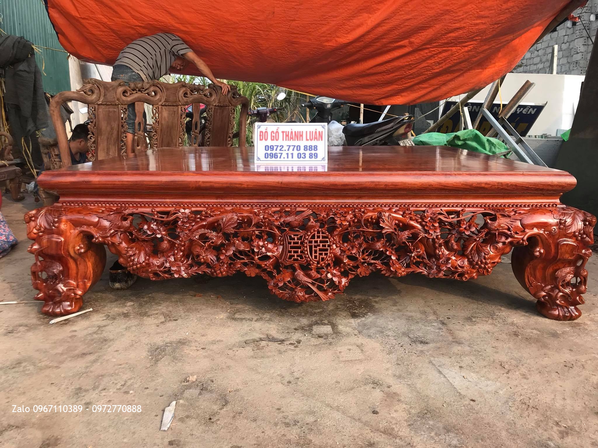 Sập Thập Điểu Quần Mai Gỗ Cẩm Lai, Mặt 1 Lá Vip, Chị Thảo Bình Phước