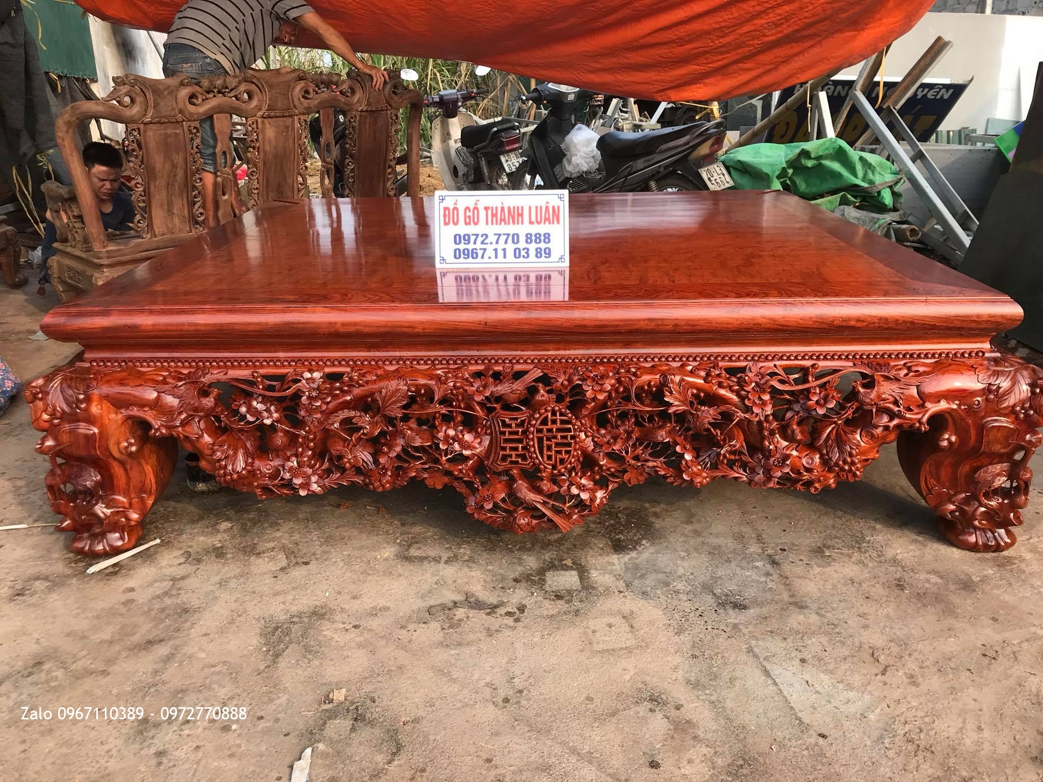 Sập Thập Điểu Quần Mai Gỗ Cẩm Lai, Mặt 1 Lá Vip, Chị Thảo Bình Phước