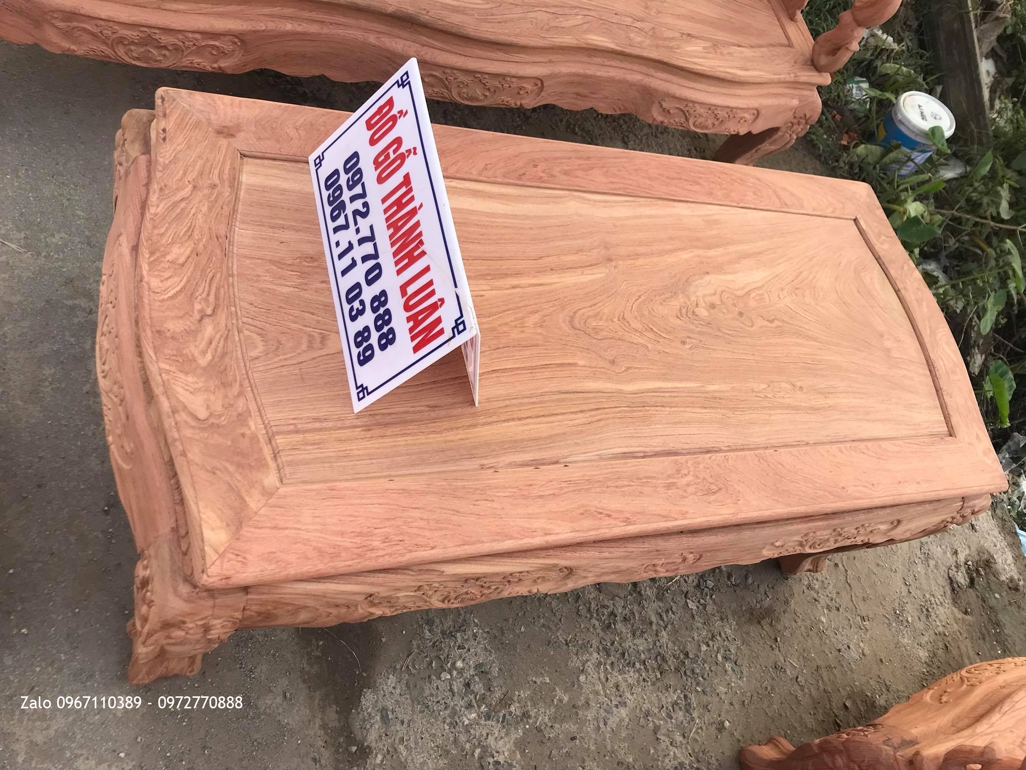 Bộ Ghế Minh Quốc Đào Chim Cột 10  Yếm Cong Gỗ Hương Đá Chọn Vân. 6 Món..