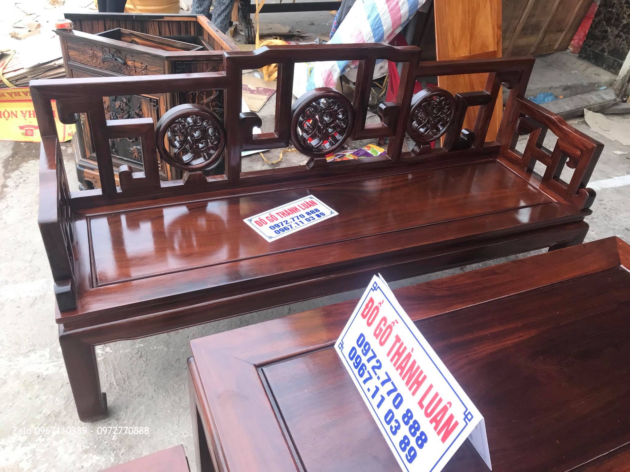 Bộ Bàn Ghế Triện Đĩa Gỗ Gụ Gồm 6 Món. Chú Hải- Hà Nội: