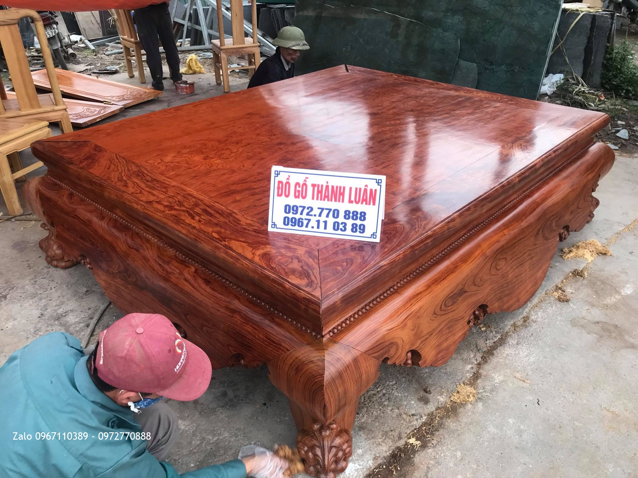 Sập Cẩm Lai Mặt 1 Lá Chọn Vân Đặc Sắc Số 12.