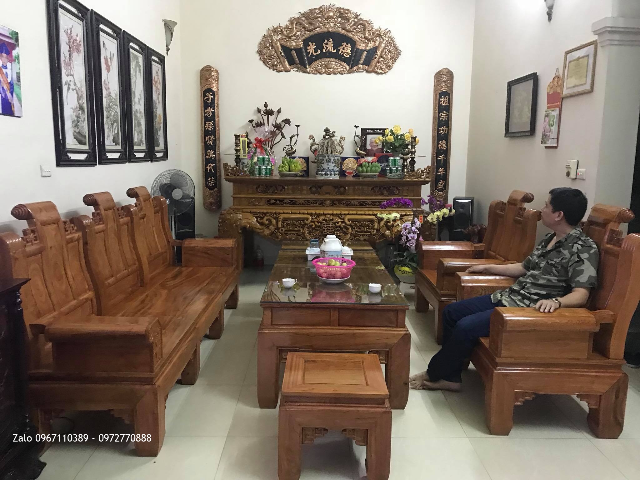 Bàn Giao Bộ Ghế Âu Á Hộp Gỗ Hương Đá, Sập Thờ Phúc Gỗ Gụ. Anh Tiến Mỹ Đình Hà Nội