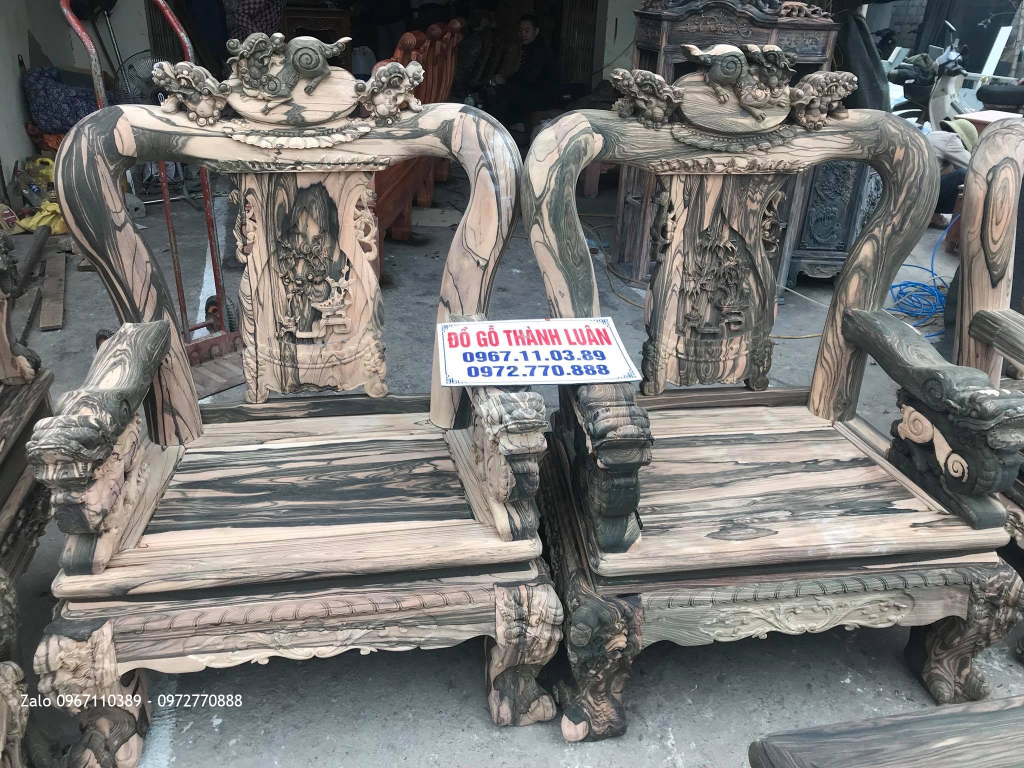 Bộ Ghế Minh Nghê Gỗ Mun Cột 12 Gồm 10 Món Gỗ Mun (VÍP), Khách Thái Bình,