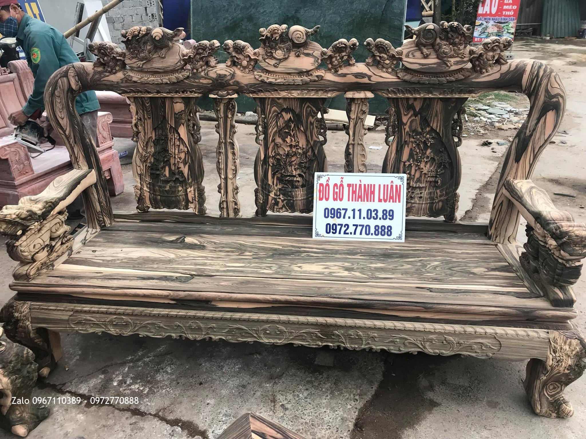 Bộ Ghế Minh Nghê Gỗ Mun Cột 12 Gồm 10 Món Gỗ Mun (VÍP), Khách Thái Bình,.