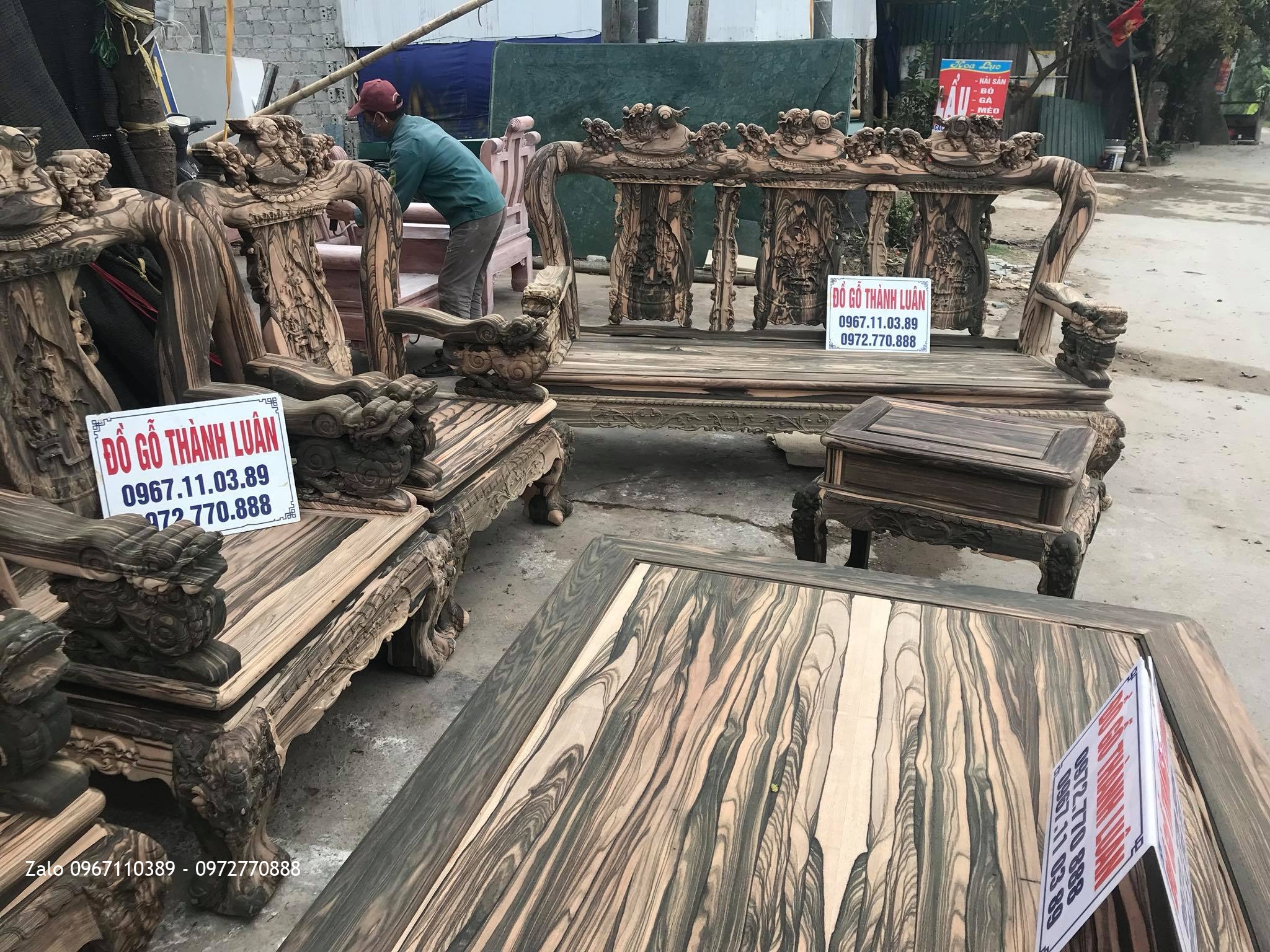 Bộ Ghế Minh Nghê Gỗ Mun Cột 12 Gồm 10 Món Gỗ Mun (VÍP), Khách Thái Bình: