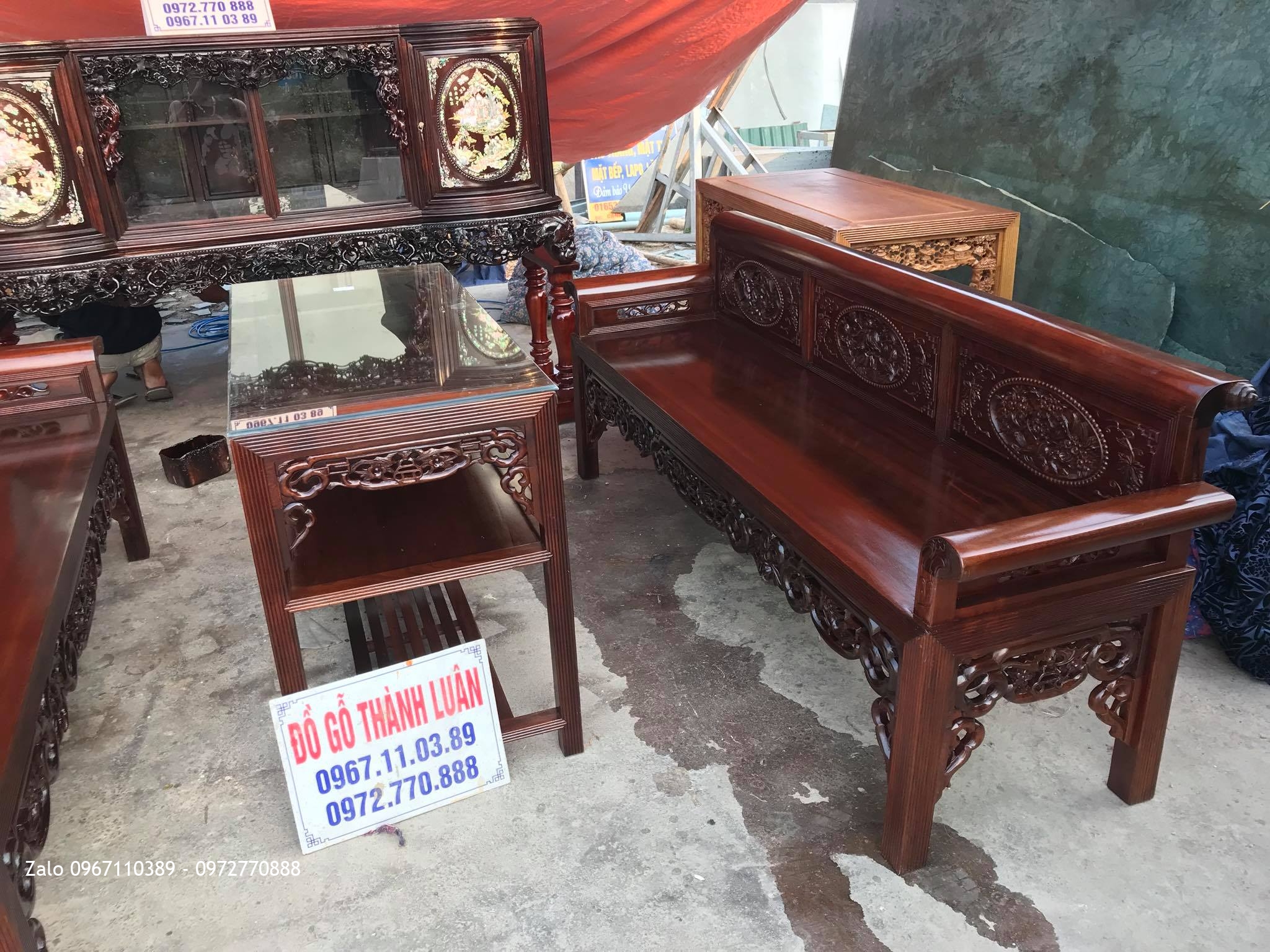 Trường Kỷ Gỗ Gụ - Tủ Chè , A Hoà Mỹ Hào Hưng Yên.