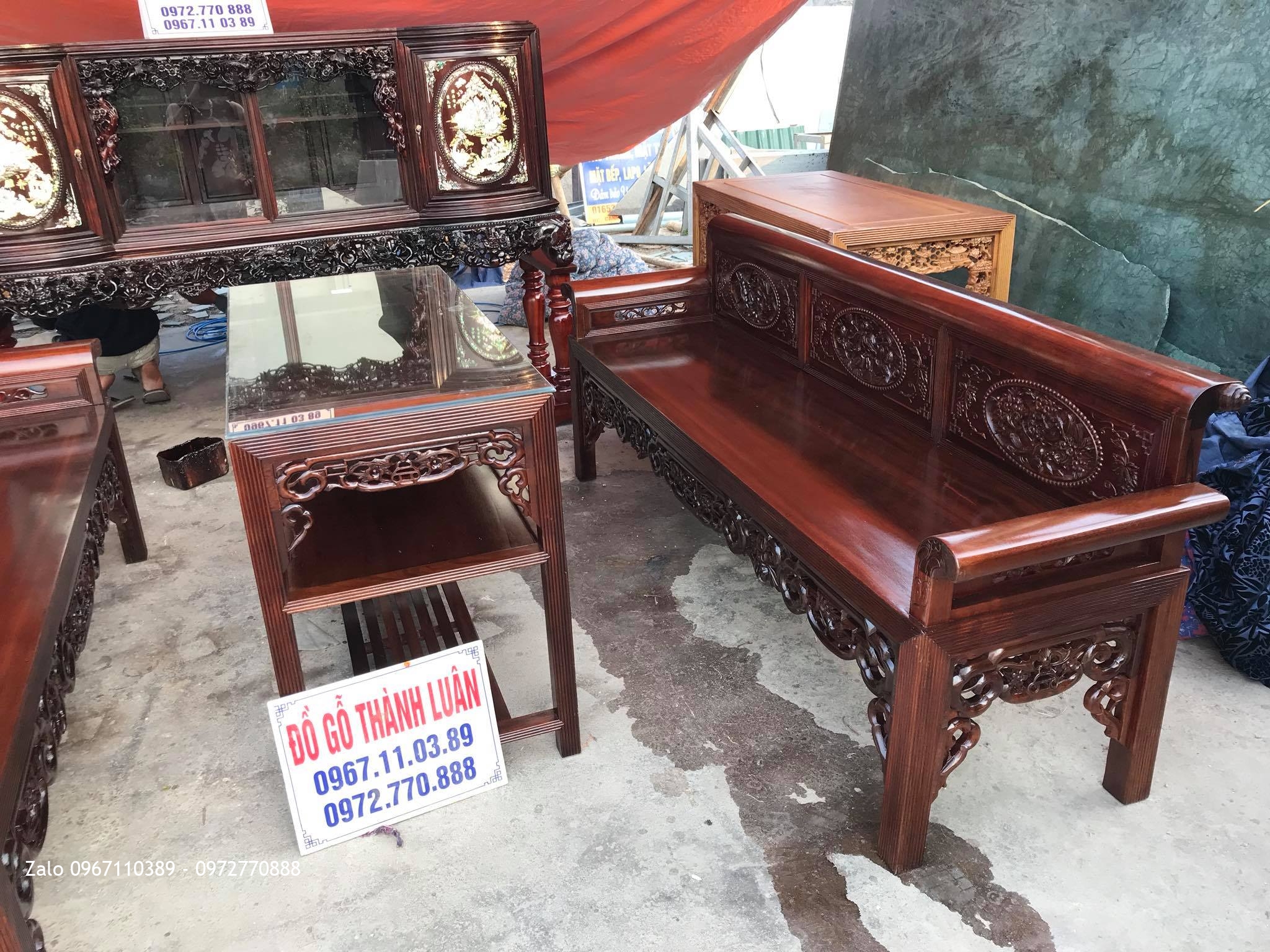 Trường Kỷ Gỗ Gụ - Tủ Chè , A Hoà Mỹ Hào Hưng Yên.