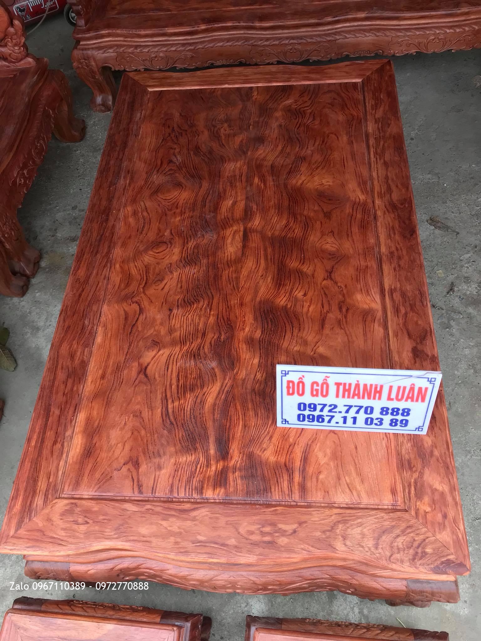 Bộ Bàn Ghế Minh Quốc Đào Chim Gỗ Cẩm Lai Cột 14 Gồm 10 Món Víp..