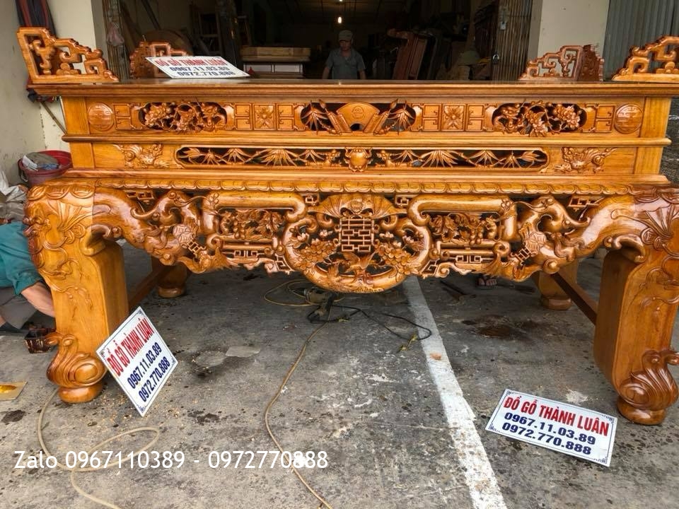 Sập Thờ Gỗ Gụ Ngũ Phúc Kim Tiền. Khách Thanh Oai Hà Nội