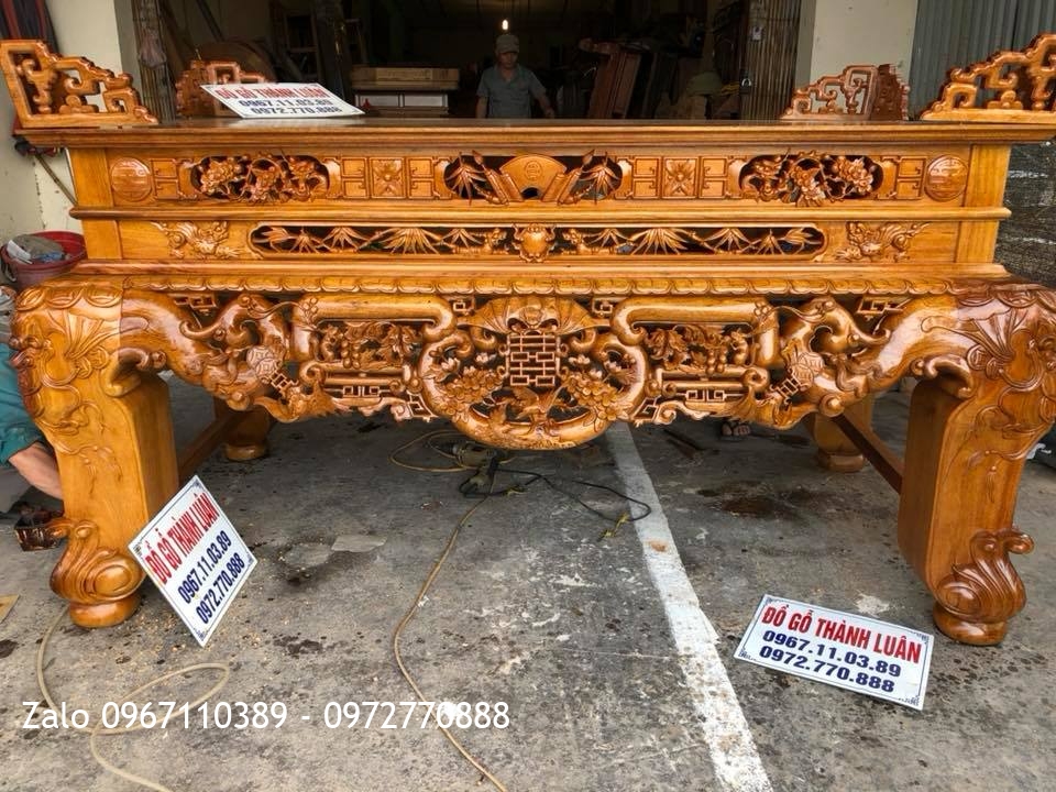 Sập Thờ Gỗ Gụ Ngũ Phúc Kim Tiền. Khách Thanh Oai Hà Nội