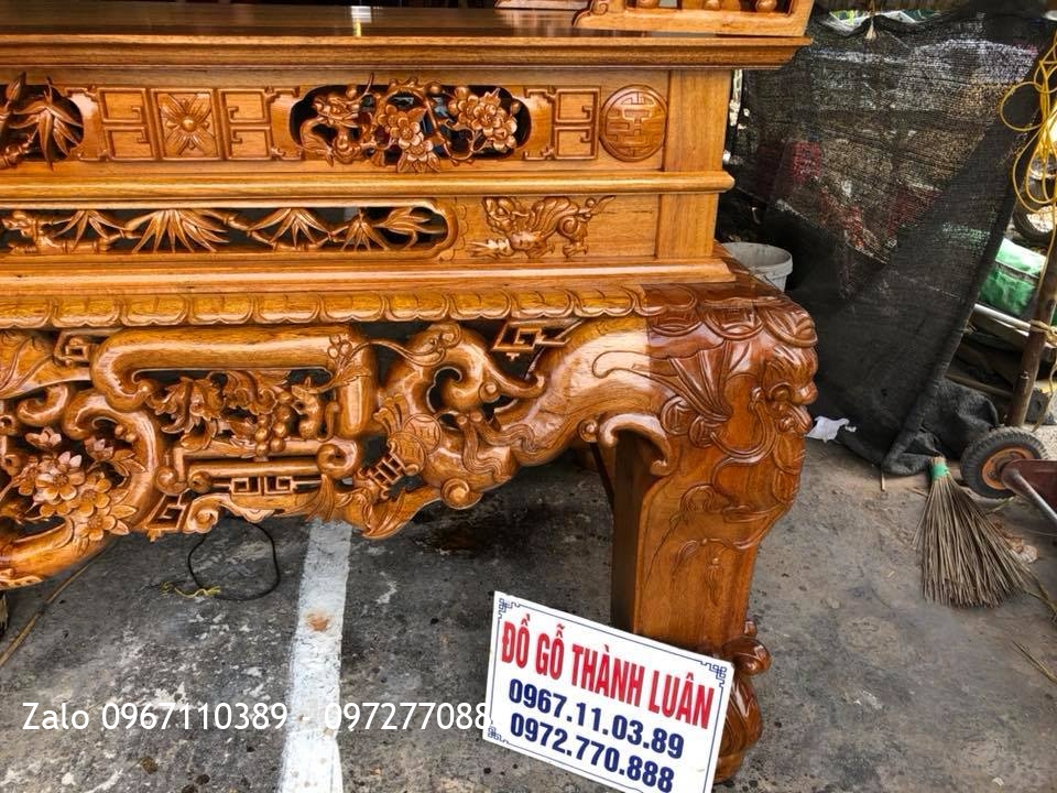 Sập Thờ Gỗ Gụ Ngũ Phúc Kim Tiền. Khách Thanh Oai Hà Nội.