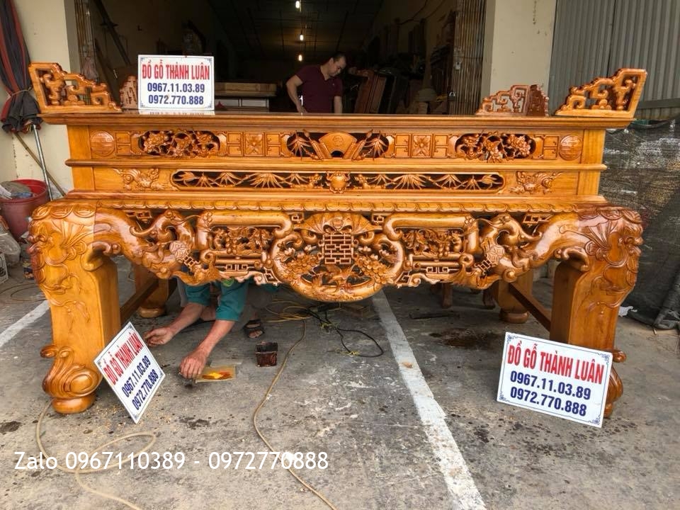 Sập Thờ Gỗ Gụ Ngũ Phúc Kim Tiền. Khách Thanh Oai Hà Nội.,