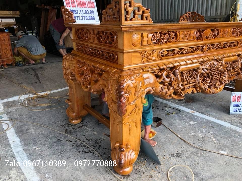 Sập Thờ Gỗ Gụ Ngũ Phúc Kim Tiền. Khách Thanh Oai Hà Nội.,